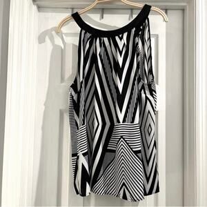 Worthington Women’s Black & White Sleeveless Blouse Sz XL